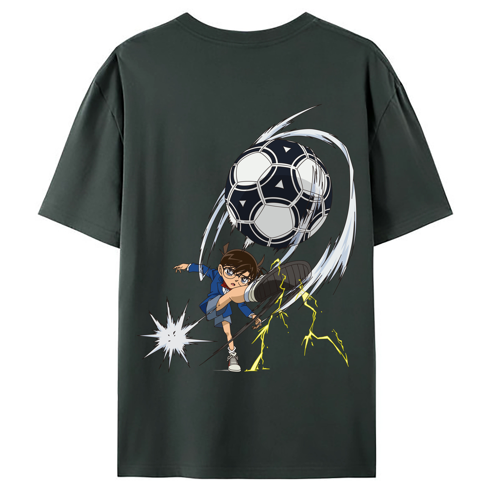 （画像用） 名探偵コナン 江戸川 コナン Detective Conan Conan Edogawa 綿100％ メンズ半袖Tシャツ（バックプリント） 通気性